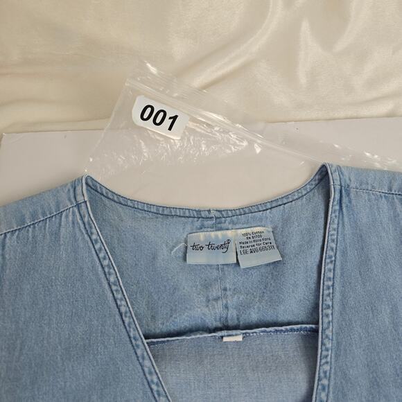 Vintage Chambray Cotton Denim Full Button Front Maxi Dress Pockets Size L - Picture 7 of 7